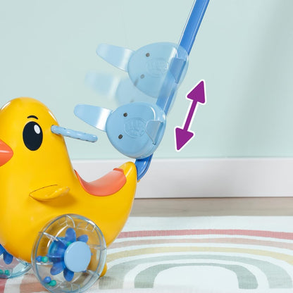 Schiebewagen - Ente mit Lenkstange auf Rädern