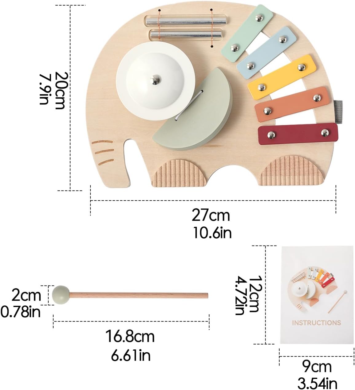 Elefantenförmiges Xylophon - Musikspielzeug