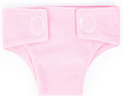 Babypuppe mit  4 Stoffwindeln in Rosa, Weiß, Grau und Rot