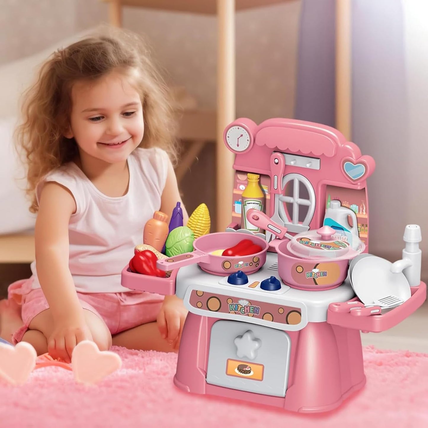 Pink Kitchen Spielküche mit 24 Teilen