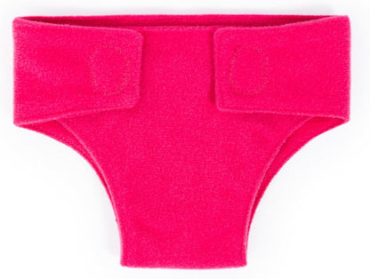 Babypuppe mit  4 Stoffwindeln in Rosa, Weiß, Grau und Rot