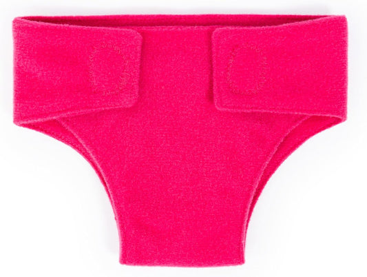 Babypuppe mit  4 Stoffwindeln in Rosa, Weiß, Grau und Rot